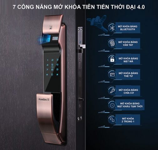 khóa vân tay K7 đa dạng công năng mở khóa