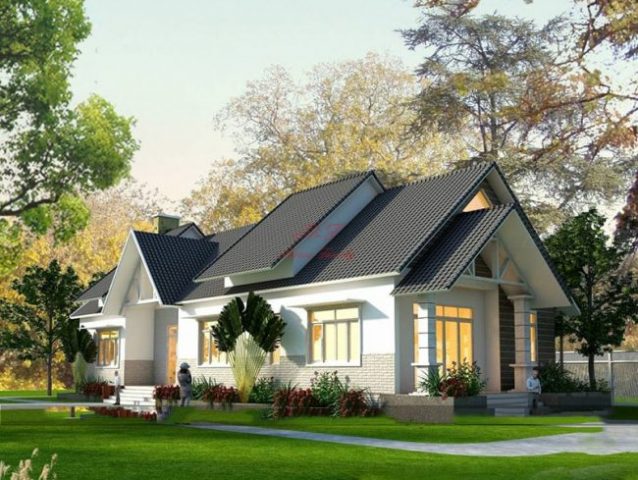nhà cấp 4 gác lửng mái thái