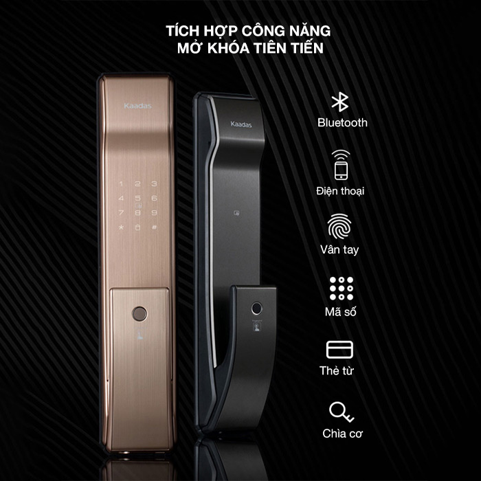 Khóa cửa vân tay Kaadas được trang bị rất nhiều công năng hiện đại