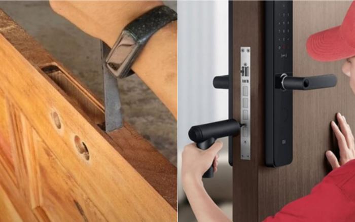 Khoan lắp và căn chỉ khóa vân tay