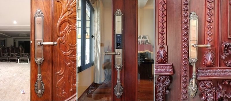 Dòng khóa cửa thẻ từ Tân cổ điển đúc đồng nguyên khối cho biệt thự